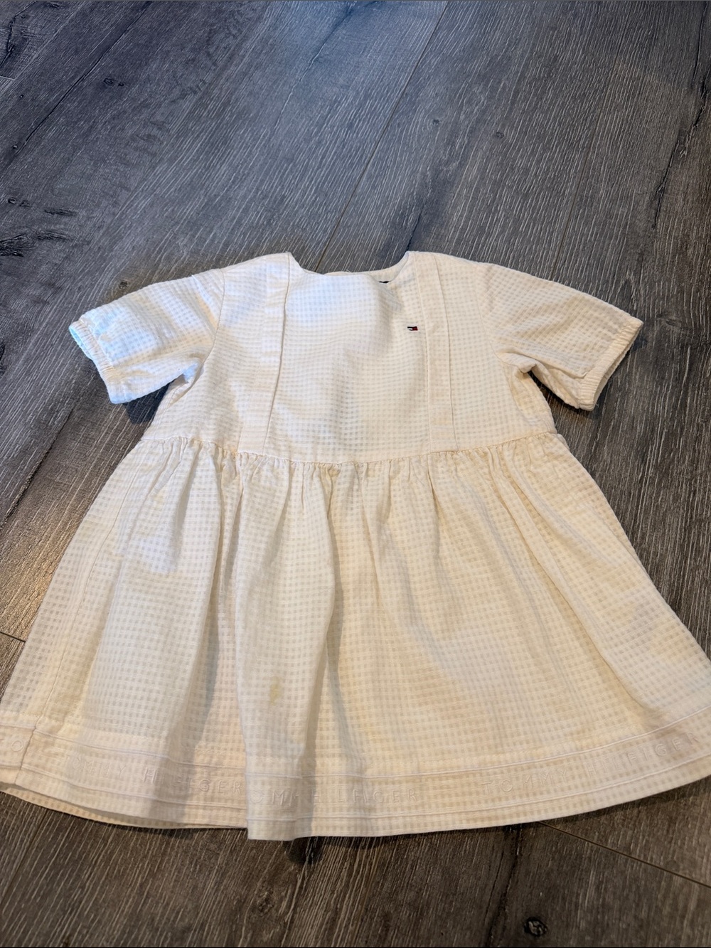 Tommy Hilfiger Cream Waffle-Knit Kids Dress